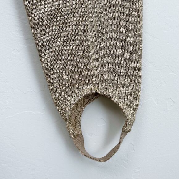 Retro Vintage Gold Metallic Stirrup Soft Knit Pants NWT - Picture 2 of 8